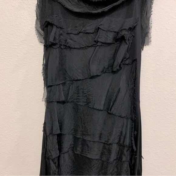 DRESS SILK WOMEN SZ 2/4 FAIRY GOTHIC BLACK STRETCHY SLEEVELESS TANK SILK LAYERS. - Picture 9 of 16